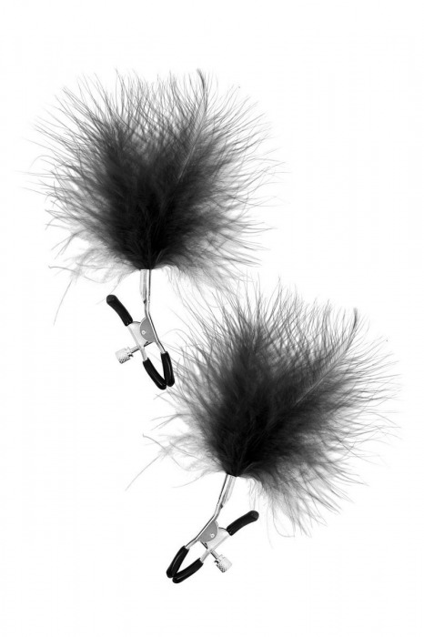 Зажимы на соски с черными пуховыми кисточками Sweet Caress Feather Nipple Clumps - Sweet Caress - купить с доставкой в Балаково