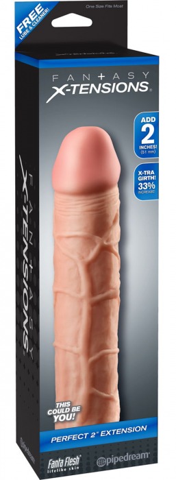Телесная насадка Fantasy X-tensions Perfect 2  Extension - 20,3 см. - Pipedream - в Балаково купить с доставкой