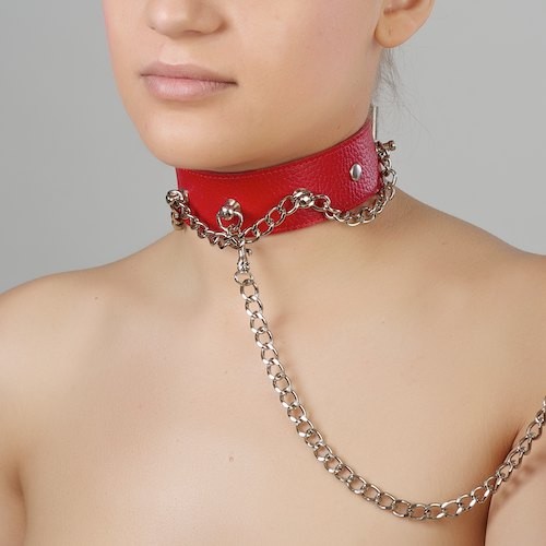 Красный ошейник из натуральной кожи - Sitabella - купить с доставкой в Балаково