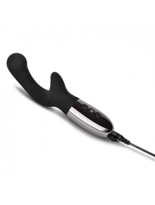 Черный вибромассажер с двумя моторами Le Wand XO - 19 см. - Le Wand