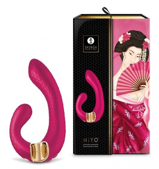 Малиновый гибкий вибростимулятор MIYO с двумя моторами - 18,5 см. - Shunga