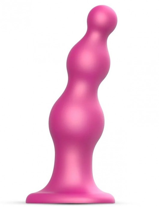 Розовая насадка Strap-On-Me Dildo Plug Beads size L - Strap-on-me - купить с доставкой в Балаково