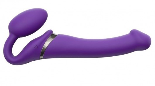 Фиолетовый безремневой вибрострапон Vibrating Bendable Strap-On - size L - Strap-on-me - купить с доставкой в Балаково