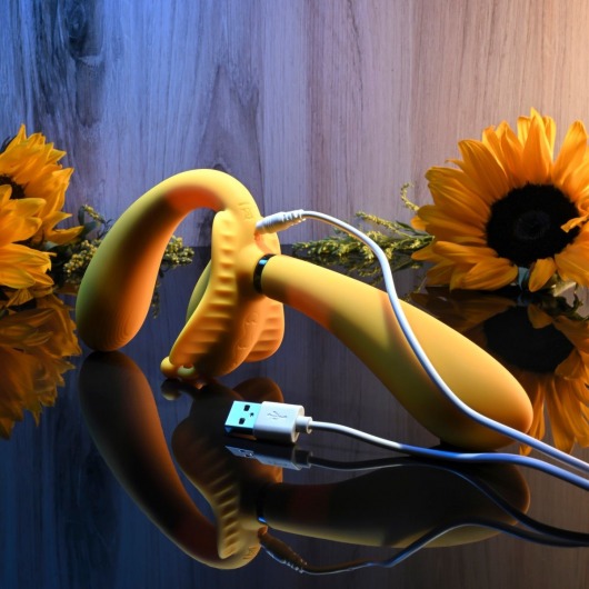 Желтый безремневой вибрострапон The Monarch - 23 см. - Evolved - купить с доставкой в Балаково