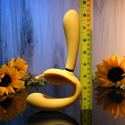 Желтый безремневой вибрострапон The Monarch - 23 см. - Evolved - купить с доставкой в Балаково