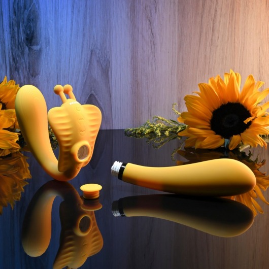 Желтый безремневой вибрострапон The Monarch - 23 см. - Evolved - купить с доставкой в Балаково