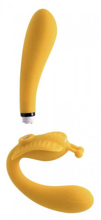 Желтый безремневой вибрострапон The Monarch - 23 см. - Evolved - купить с доставкой в Балаково
