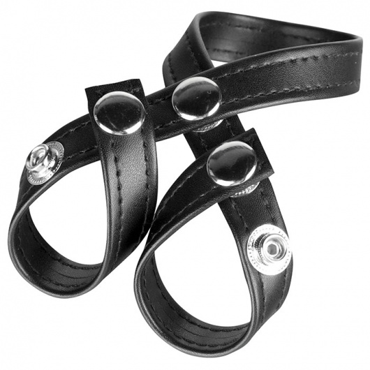 Разделитель мошонки из искусственной кожи на клепках 8 STYLE BALL DIVIDER - BlueLine - купить с доставкой в Балаково