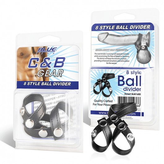 Разделитель мошонки из искусственной кожи на клепках 8 STYLE BALL DIVIDER - BlueLine - купить с доставкой в Балаково