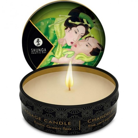 Массажная свеча Exotic Green Tea с ароматом зелёного чая - 30 мл. - Shunga - купить с доставкой в Балаково