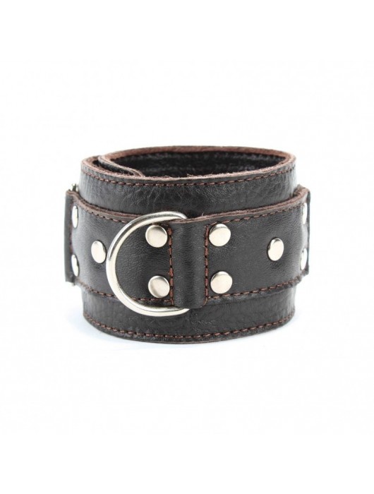 Коричневые кожаные оковы с клепками - БДСМ Арсенал - купить с доставкой в Балаково