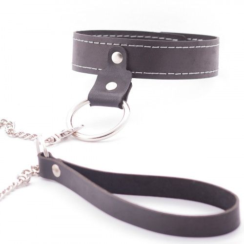 Узкий однослойный ошейник с поводком - Crazy Handmade - купить с доставкой в Балаково