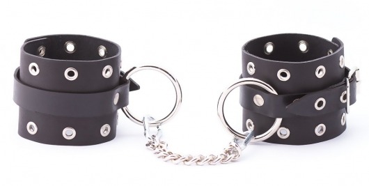 Черные кожаные оковы с люверсами - Crazy Handmade - купить с доставкой в Балаково