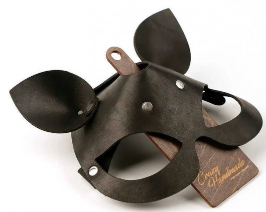 Черная кожаная маска  Кошка  с маленькими ушками - Crazy Handmade - купить с доставкой в Балаково