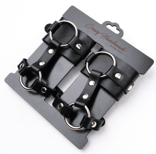 Черные наручники с креплением на кисть руки - Crazy Handmade - купить с доставкой в Балаково