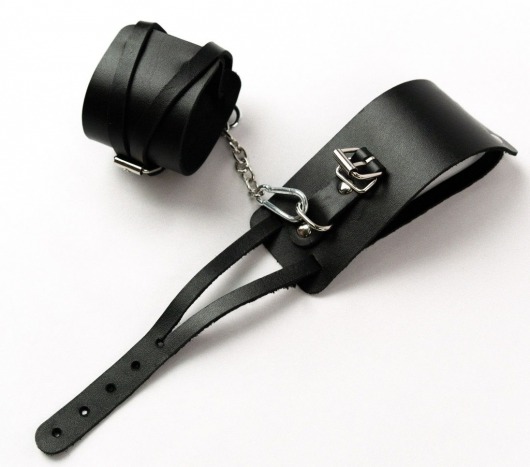 Черные кожаные оковы с креплением в виде веревочек - Crazy Handmade - купить с доставкой в Балаково