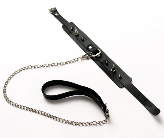 Черный ошейник с шипами и поводком - Crazy Handmade - купить с доставкой в Балаково