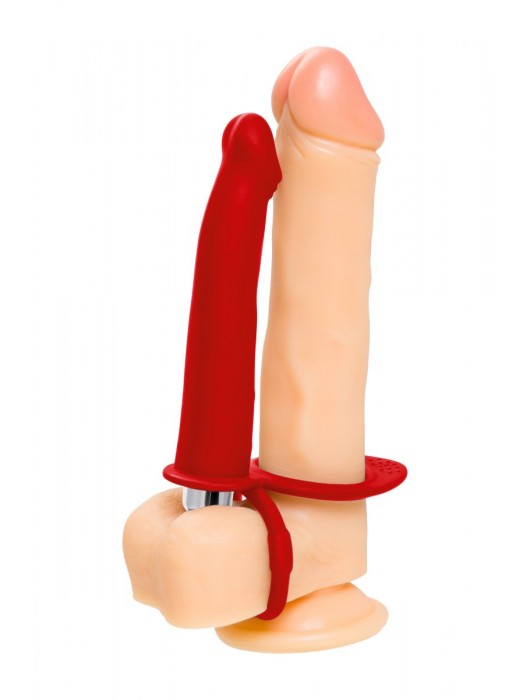 Красная насадка на пенис для двойного проникновения - 19 см. - ToyFa - купить с доставкой в Балаково