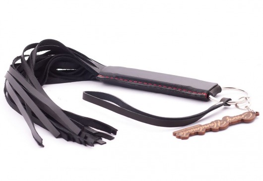 Черная кожаная плеть с удобной ручкой - 50 см. - Crazy Handmade - купить с доставкой в Балаково