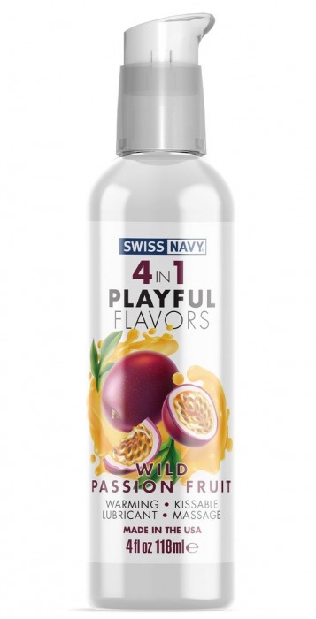 Массажный гель 4-в-1 Wild Passion Fruit с ароматом маракуйи - 118 мл. - Swiss navy - купить с доставкой в Балаково