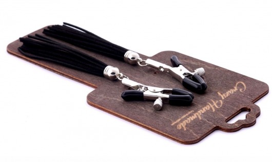 Зажимы на соски с черными замшевыми кисточками - Crazy Handmade - купить с доставкой в Балаково