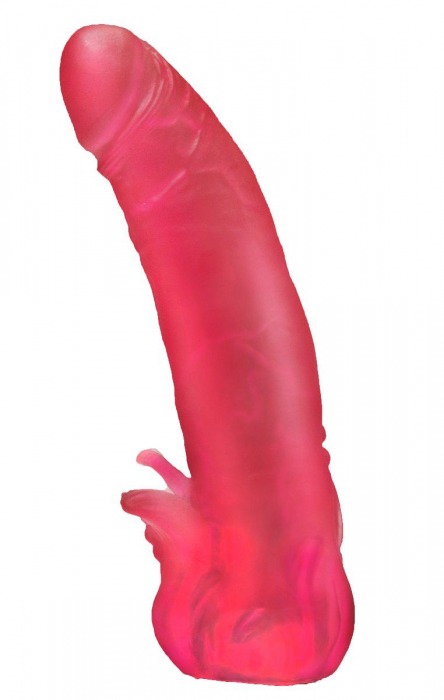 Розовая насадка для страпона с клиторальными лепестками - 18,5 см. - LOVETOY (А-Полимер) - купить с доставкой в Балаково