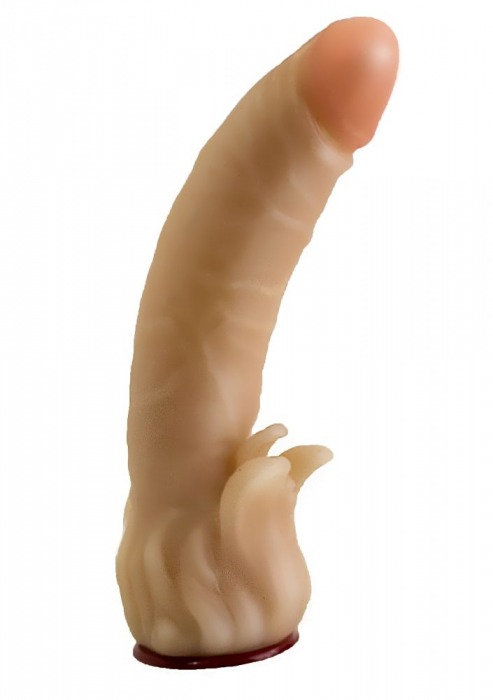 Телесная гелевая насадка-фаллос с клиторальными лепестками - 18,5 см. - LOVETOY (А-Полимер) - купить с доставкой в Балаково