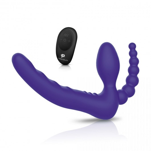 Фиолетовый безремневой страпон с пультом ДУ 7’’ Remote Control Strapless - 24 см. - Pegasus - купить с доставкой в Балаково