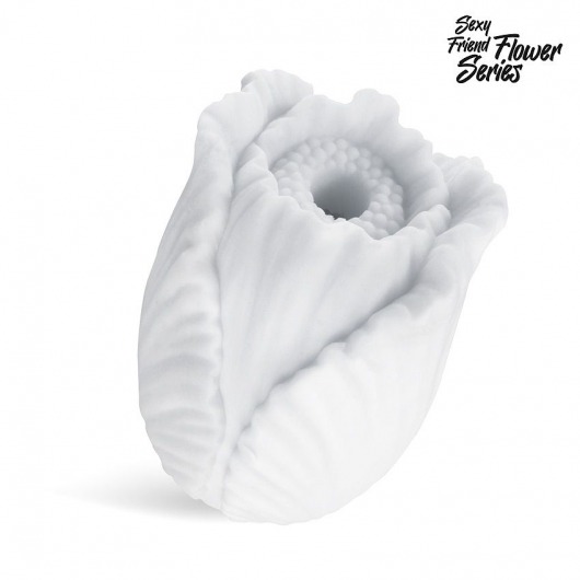 Белый нереалистичный мастурбатор в форме бутона цветка Tulips - 1137 - в Балаково купить с доставкой