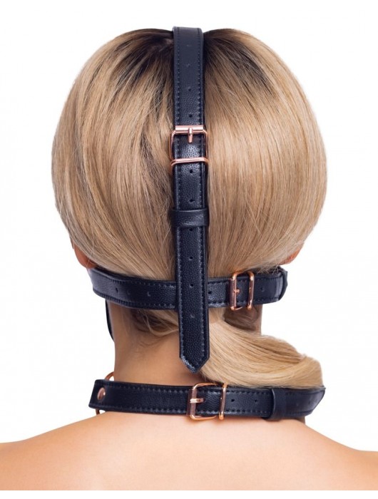 Черный намордник с кляпом-шаром Head Harness With A Gag - Orion - купить с доставкой в Балаково