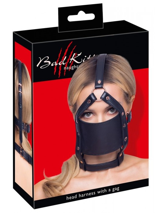 Черный намордник с кляпом-шаром Head Harness With A Gag - Orion - купить с доставкой в Балаково