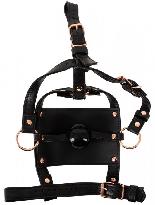 Черный намордник с кляпом-шаром Head Harness With A Gag - Orion - купить с доставкой в Балаково