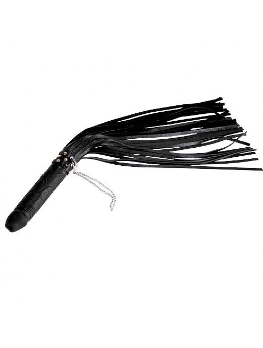 Чёрная плеть  Ракета  с рукоятью из латекса и хвостами из кожи - 65 см. - Sitabella - купить с доставкой в Балаково