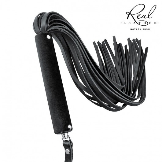 Черная кожаная плеть-флоггер - 84 см. - Notabu - купить с доставкой в Балаково