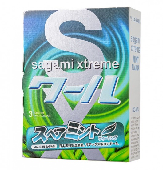 Презервативы Sagami Xtreme Mint с ароматом мяты - 3 шт. - Sagami - купить с доставкой в Балаково