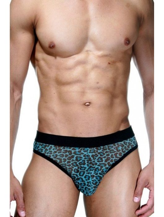 Черно-голубые трусы-тонги с леопардовым принтом - La Blinque купить с доставкой