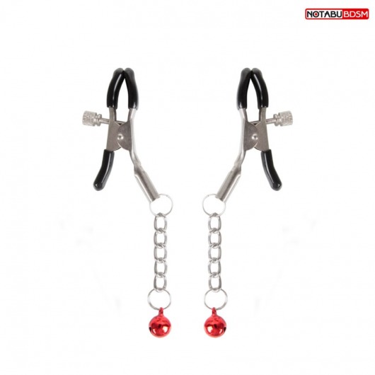 Серебристые зажимы на соски с шариками на цепочках - Notabu - купить с доставкой в Балаково