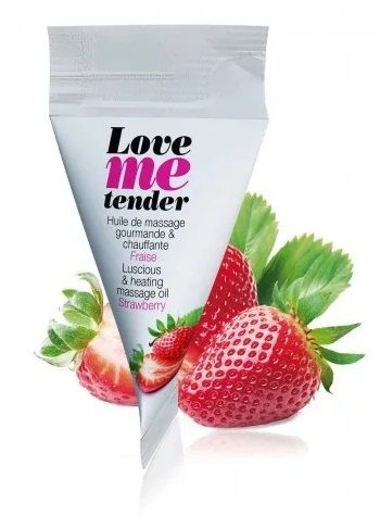 Съедобное согревающее массажное масло Love Me Tender Strawberry с ароматом клубники - 10 мл. - Love to Love - купить с доставкой в Балаково