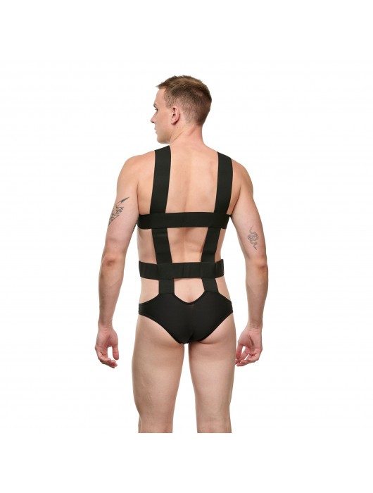 Мужское черное боди с широкими эластичными ремешками - La Blinque купить с доставкой