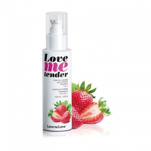 Съедобное согревающее массажное масло Love Me Tender Strawberry с ароматом клубники - 100 мл. - Love to Love - купить с доставкой в Балаково