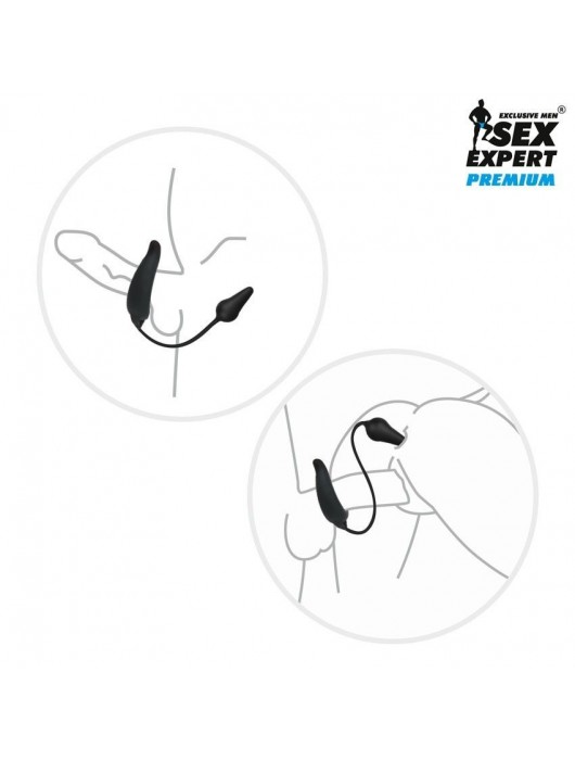 Черная вибронасадка Sex Expert с анальной втулкой - Sex Expert - в Балаково купить с доставкой