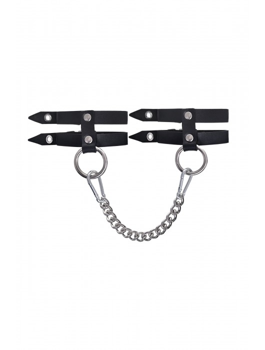 Черные однослойные кожаные оковы из двух ремешков - Pecado - купить с доставкой в Балаково