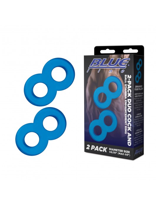 Комплект из 2 эрекционных колец-восьмерок 2-Pack Duo Cock And Ball Stamina Enhancement Ring - BlueLine - в Балаково купить с доставкой