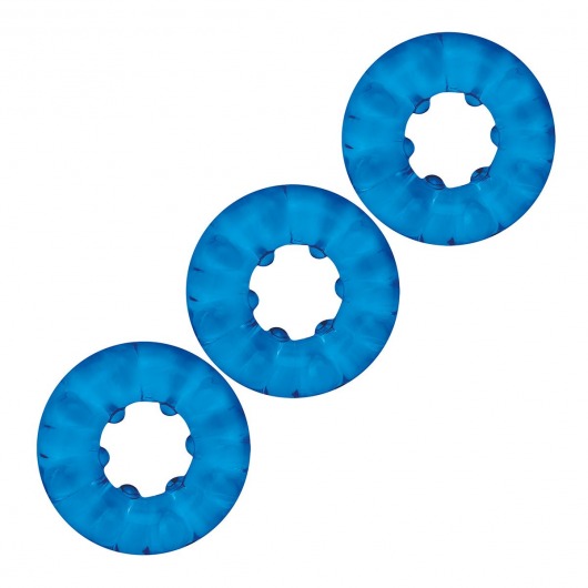 Комплект из трех голубых эрекционных колец 3-Pack Ribbed Rider Cock Ring Set - BlueLine - в Балаково купить с доставкой