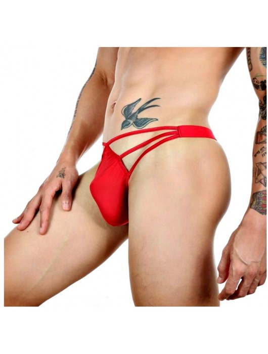 Красные сексуальные трусы-стринги на тонких бретелях - Romeo Rossi купить с доставкой