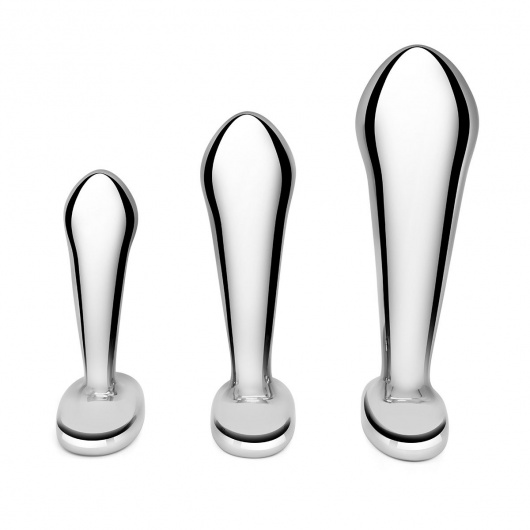 Набор из 3 стальных стимуляторов простаты Stainless Steel P-spot Training Set - b-Vibe - в Балаково купить с доставкой