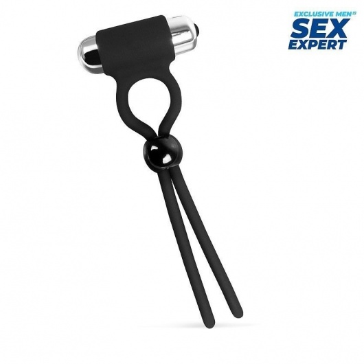 Черное эрекционное кольцо-лассо с вибрацией - Sex Expert - в Балаково купить с доставкой