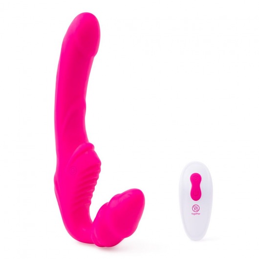 Розовый безремневой страпон на радиоуправлении Strapless Together - 22 см. - Together Toy - купить с доставкой в Балаково