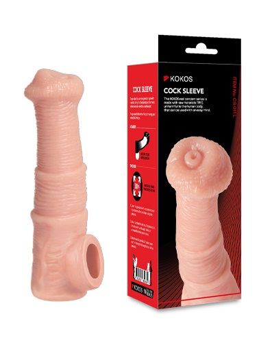 Телесная фантазийная насадка на член Cock Sleeve Size M - KOKOS - в Балаково купить с доставкой