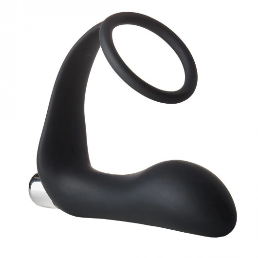 Черное эрекционное кольцо с вибропробкой Vibrating Anal Plug With Cockring - Dream Toys - в Балаково купить с доставкой